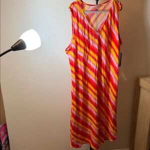 The Pioneer Woman Sleeveless Diagonal Stripe Midi Dress - Pink & Yellow